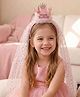 Babymoon Birthday Theme Crown Applique Detailed Hair Band With Veil - Light Pink