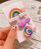 Babymoon Set Of 3 Rainbow Lollipop & Cloud Applique Detailed Alligator Hair Clips - Multi Colour