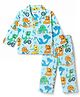 Babyhug Cotton Knit Full Sleeves Shirt & Pyjama Night Suit with Dino Print - Blue