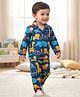 Babyhug Cotton Knit Full Sleeves Shirt & Pyjama Night Suit with Animals Print - Navy Blue