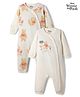 Bonfino Disney 100% Cotton Interlock Knit Full Sleeves Rompers With Winnie the Pooh Graphic Pack of 2 - White