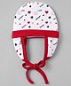 Babyhug 100% Cotton Interlock Knit Hearts Printed Cap White- Diameter 16.5 cm