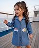 Babyhug Denim Woven Full Sleeves Shirt Dress with Rainbow & Sun Embroidery - Blue