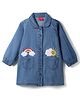 Babyhug Denim Woven Full Sleeves Shirt Dress with Rainbow & Sun Embroidery - Blue