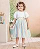 Aarika Cotton Woven Half Sleeves Checked & Bow Applique Detailed Dress - Green
