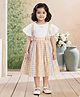 Aarika Cotton Woven Half Sleeves Checked & Bow Applique Detailed Dress - Orange