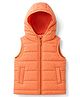 Babyhug Woven Sleeveless Solid Colour Hooded Padded Jacket - Orange