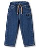 Olio Kids Denim Woven Full Length Jeans with Text Print & Applique - Royal Blue