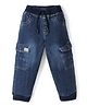 Olio Kids Denim Woven Full Length Jeans with Cargo Pockets - Navy Blue