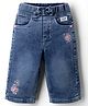 Olio Kids Denim Woven Full Length Jeans with Butterfly Embroidery - Blue
