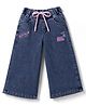 Olio Kids Denim Woven Full Length Jeans with Puffed Text Print - Blue