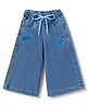 Olio Kids Denim Woven Full Length Jeans with Puffed Text Print- Light Blue