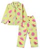 Enfance Core Cotton Woven Full Sleeves Shirt & Pyjama Co-Ord Night Suit With Watermelon Print - Green