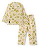 Enfance Core Cotton Woven Full Sleeves Shirt & Pyjama Co-Ord Night Suit With Lemon Print - Yellow