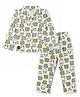Enfance Core Cotton Woven Full Sleeves Shirt & Pyjama Co-Ord Night Suit With Bear & Cow Print - Green