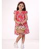 Lil' Drama Knit Frill Sleeves  Floral Printed Dress - Red