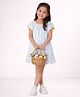 Lil' Drama Cotton Woven Half Sleeves Floral Printed Tassels Detailed Dress - White