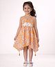 Lil' Drama Knit Sleeveless Floral Applique Detailed & Printed Halter Neck Dress - Mustard