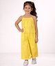 Lil' Drama Cotton Knit Sleeveless Butterfly Embroidered  Jumpsuit - Yellow