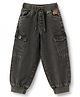 Olio Kids Cotton Woven Full Length Trouser with Crago Pockets - Olive