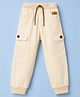Olio Kids Cotton Woven Full Length Trouser with Crago Pockets - Cream