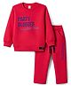 Olio Kids Fleece Knit Full Sleeves  Text Printed Winter Wear Set - Fuchsia