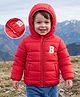 Babyhug Woven Full Sleeves Padded Hooded Jacket - Red