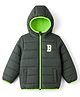 Babyhug Woven Full Sleeves Padded Hooded Jacket - Olive Green