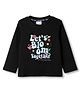 Olio Kids Sinker Knit Full Sleeves T-Shirt with Text & Floral Print - Black