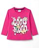 Olio Kids Sinker Knit Full Sleeves T-Shirt with Text & Floral Print - Dark Pink