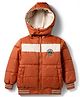 Babyhug Woven Full Sleeves Hooded Padded Jacket with Camping Patch - Brown