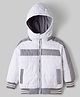 Babyhug Woven Full Sleeves Padded Jacket with Detachable Hood - White & Grey