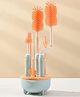 THE LITTLE LOOKERS Silicone Bottle Brush Set with Stand, 360° Rotating Silicone Bottle Cleaning Brush Cleaner Set, Long Handle 4 in 1 Multipurpose Silicone Baby Bottle Straw Cleaner Brush - Orange