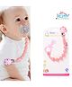 THE LITTLE LOOKERS Silicone Pacifier Clip for Baby Boys and Girls, One Piece Pacifier Clips, Wooden Soother Clips Design, Fits Most Pacifiers and Teething Toys - Pink
