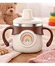 THE LITTLE LOOKERS Stainless Steel Insulated Hot & Cold Sipper Bottle Double Wall & Vacuuming Sipper Cups with Straw 260 ml - Brown & Beige