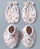 Babyhug 100% Cotton Knit Animals Printed Mittens & Booties Set - Multicolor