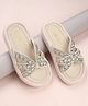 KIDLINGSS Beads & Pearl Applique Flip Flops - White
