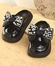 KIDLINGSS Stone & Pearl Embellished Bow Applique Detailed Slip On Mules Style Ballerinas - Black