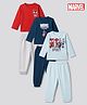 Bonfino Marvel 100% Cotton Interlock Knit Full Sleeves T-Shirt & Pajama Night Suits with Spider Man Graphics Print Pack of 3 - Light Blue Red Navy Blue