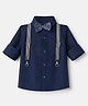 Robo Fry Cotton Woven Full Sleeves Party Shirt With Suspender & Bow - Blue