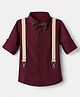 Robo Fry Cotton Woven Full Sleeves Party Shirt With Suspender & Bow - Maroon