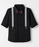Robo Fry Cotton Woven Full Sleeves Party Shirt With Bow & Suspender in Black