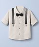 Robo Fry Cotton Woven Full Sleeves Party Shirt With Bow & Suspender in Light Grey