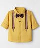 Robo Fry Cotton Woven Full Sleeves Party Shirt With Bow & Suspender in Mustard