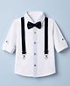 Robo Fry Cotton Woven Full Sleeves Party Shirt With Bow & Suspender in White