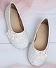 Kidsville Beads & Stone Embellished Floral Applique & Shimmer Detailed Ballerinas - Off White