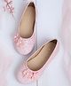 Kidsville Beads & Stone Embellished Floral Applique & Shimmer Detailed Ballerinas - Pink