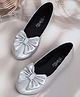 Kidsville Bow Applique Detailed Metallic Slip On Ballerinas - Silver