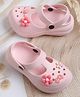 Kidsville Floral & Bow Applique Detailed Perforated Sling Back Clogs - Pink