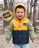 Babyhug Woven Full Sleeves Padded Hooded Jacket with Road Trip Patch -Yellow